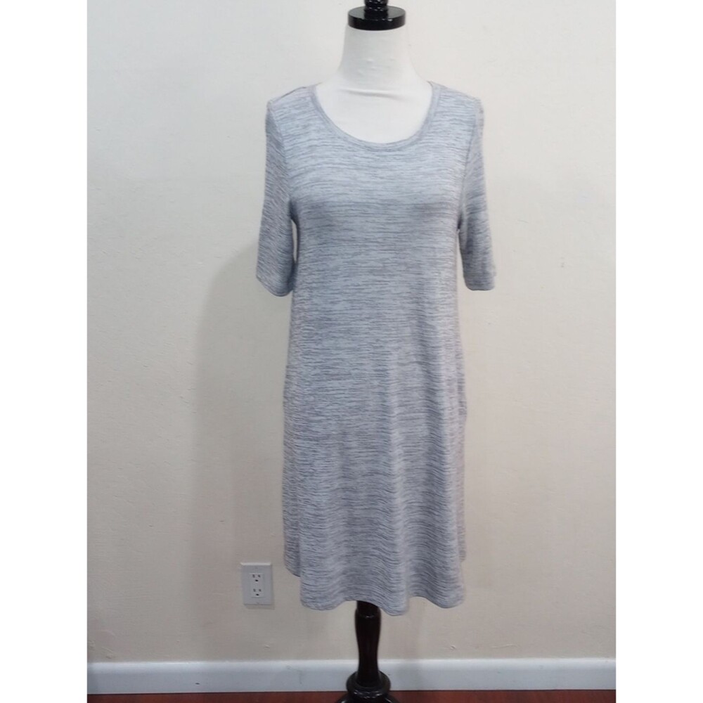 Lila Rose Marled Gray Jersey Knit Swing Dress With Pockets, Size M - New! $98